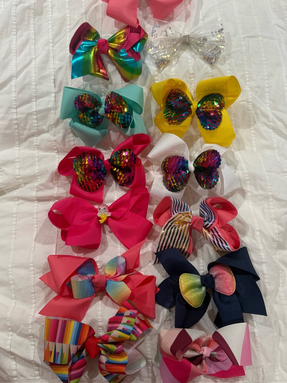 Lot of 15 Kids Rainbow Sequin Hair Bows - Multicolor